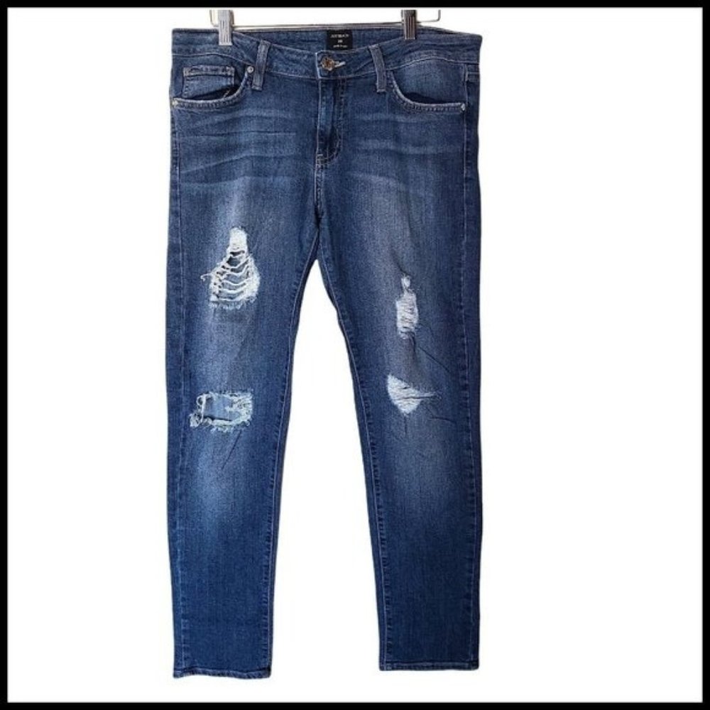 Just Black Jeans Destroyed High Rise Straight Cropped size 29